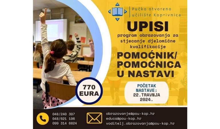 Upisi - Pomoćnik u nastavi