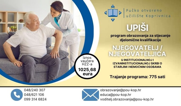 Njegovatelj/njegovateljica - predbilježbe