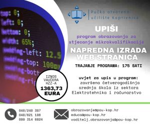 Program obrazovanja za stjecanje mikrokvalifikacije napredna izrada web stranica
