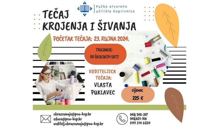 Novi tečaj krojenja i šivanja u POU Koprivnica