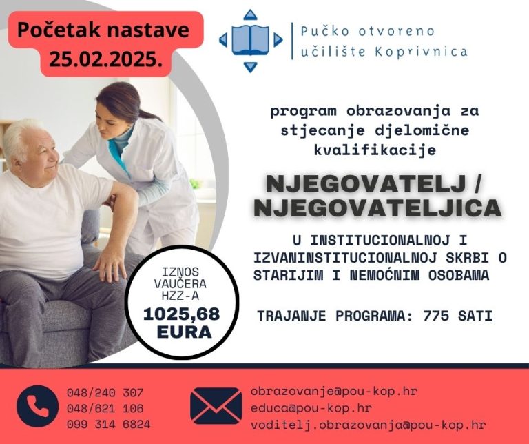 Njegovatelj / Njegovateljica - upisi